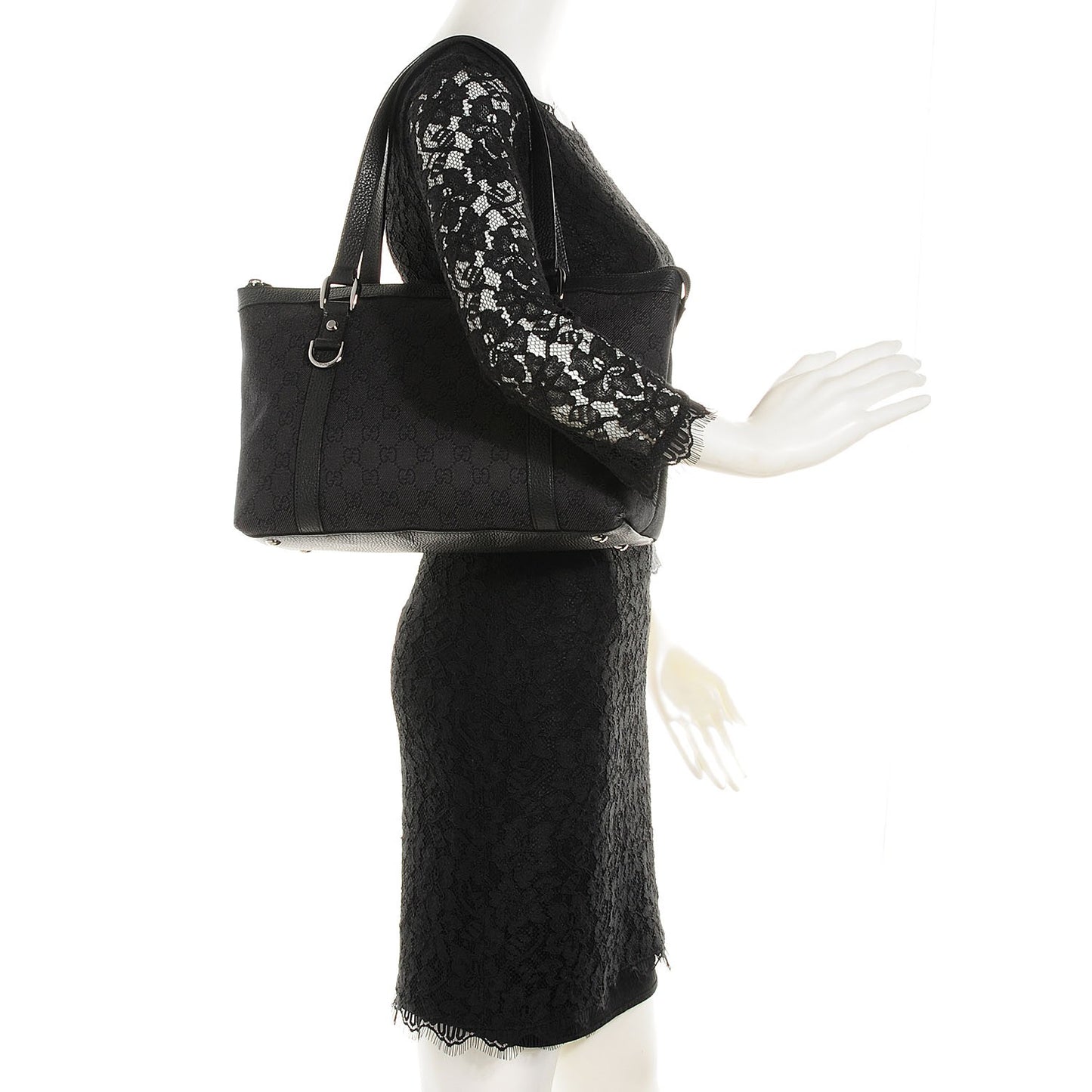 Denim Monogram Medium Abbey Tote Black
