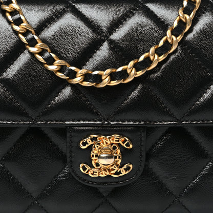 Chanel Shiny Lambskin Quilted Flap Clutch Bag Black 8 of 10