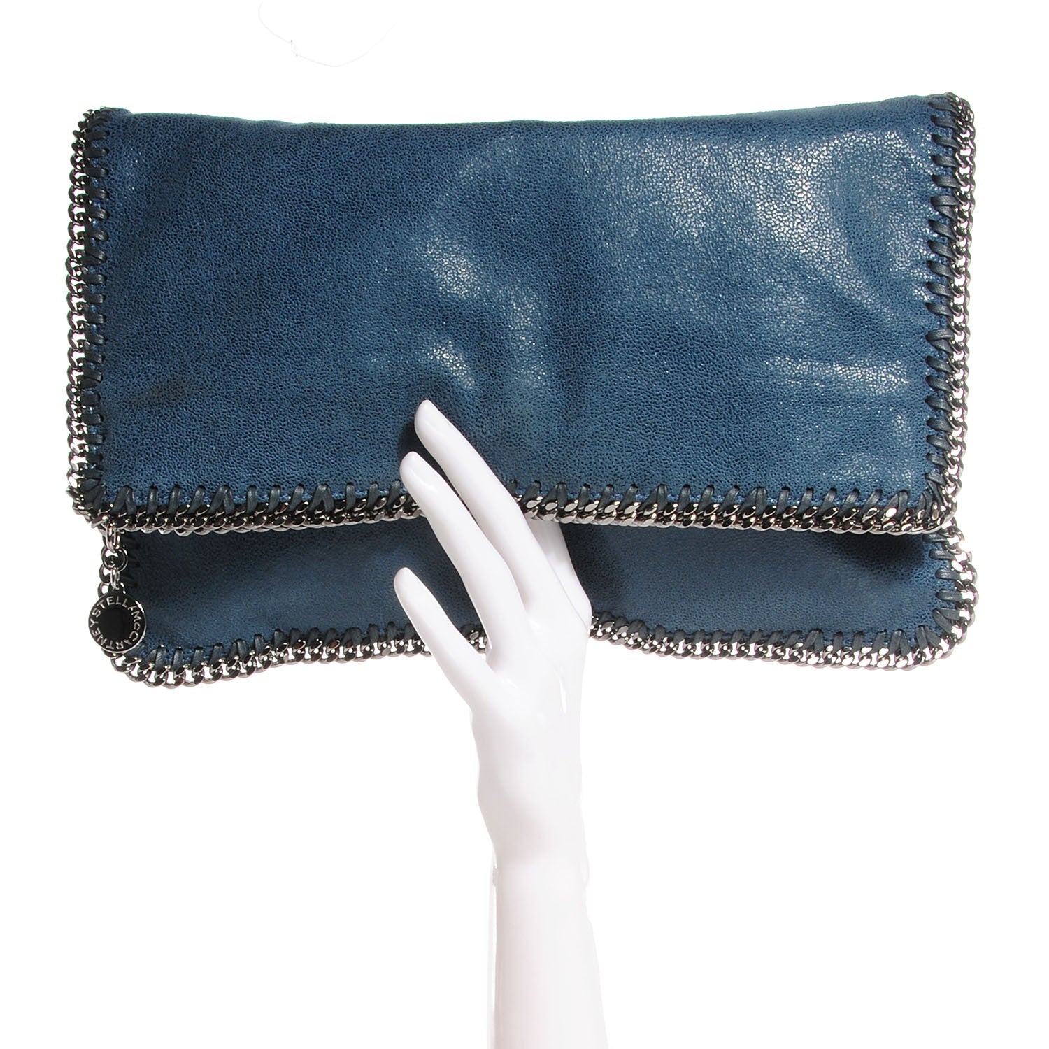 Stella McCartney Faux Shaggy Deer Falabella Fold Over Clutch Blue 2 of 8
