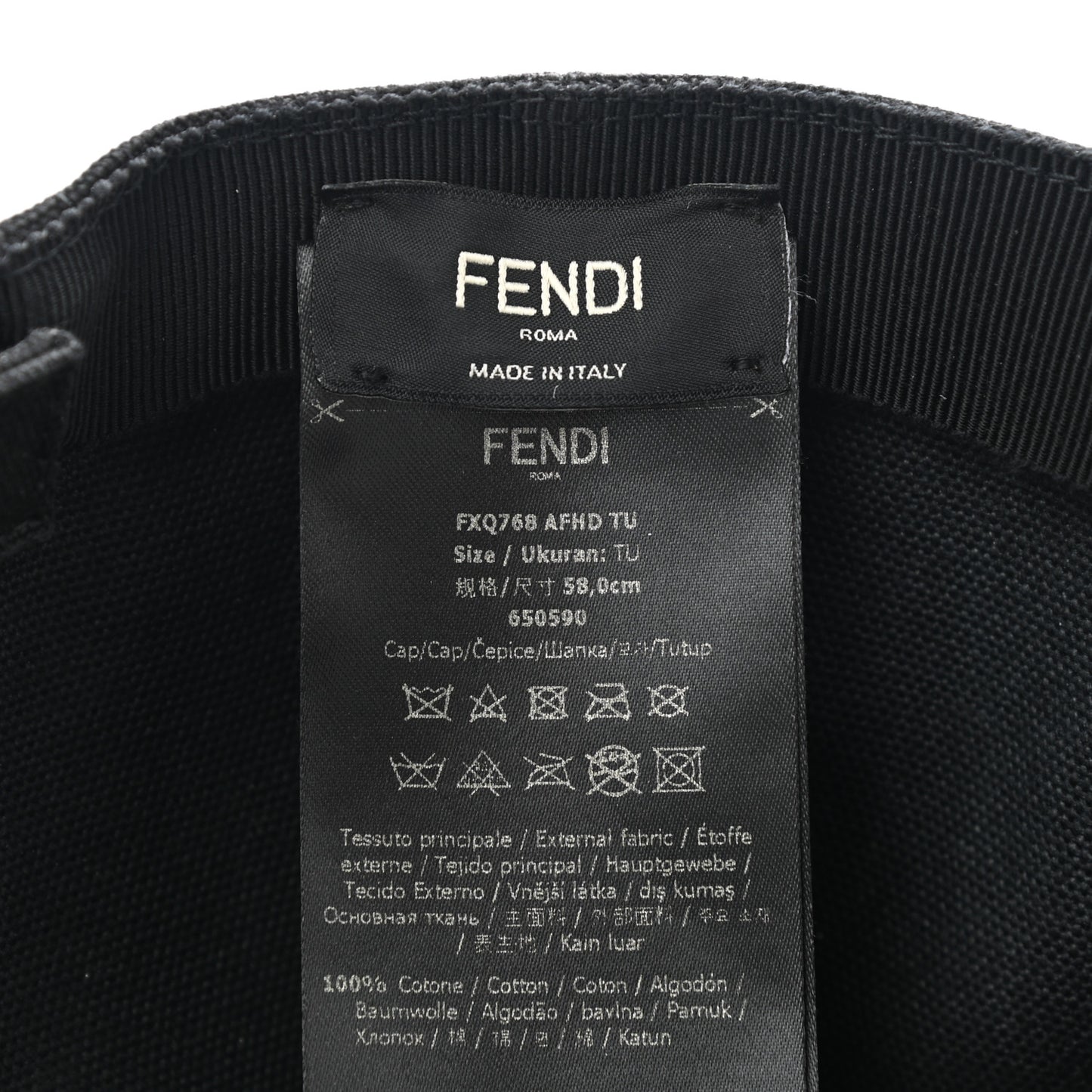 Cotton FF Ajour Embroidered Baseball Hat 58 Black