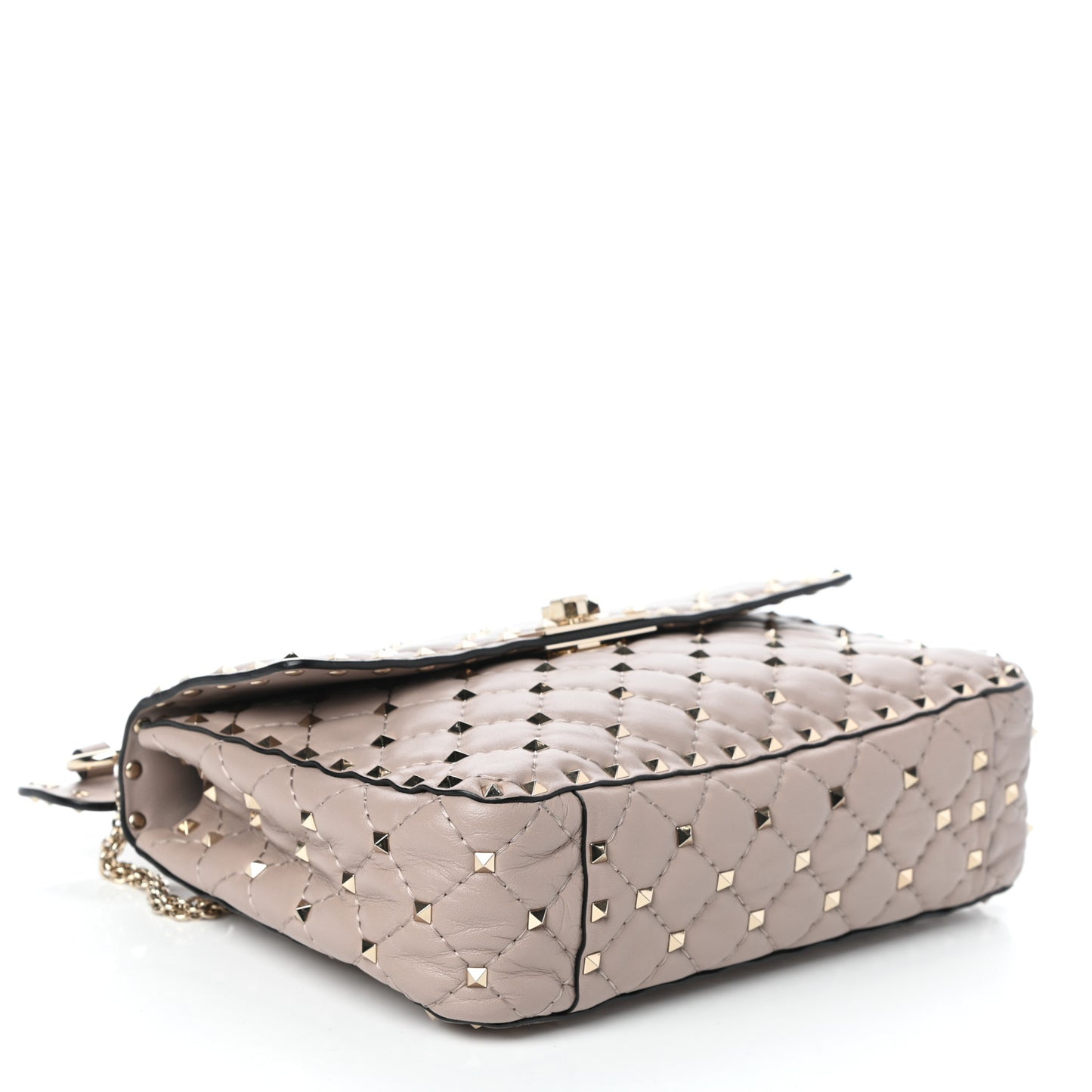 Lambskin Medium Rockstud Spike Shoulder Bag Poudre
