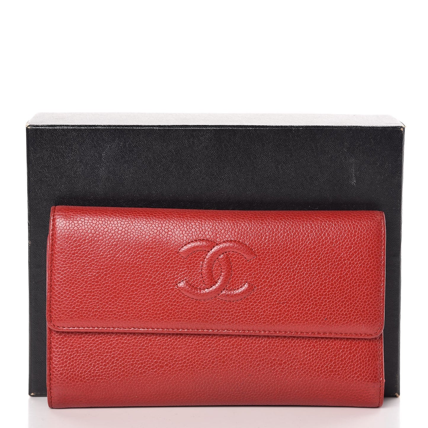 Caviar Timeless CC Large Flap Wallet Red
