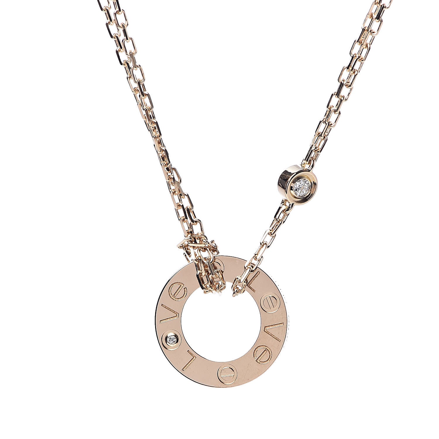 Cartier 18K Yellow Gold 2 Diamond LOVE Necklace 4 of 7