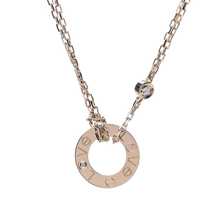 Cartier 18K Yellow Gold 2 Diamond LOVE Necklace 4 of 7