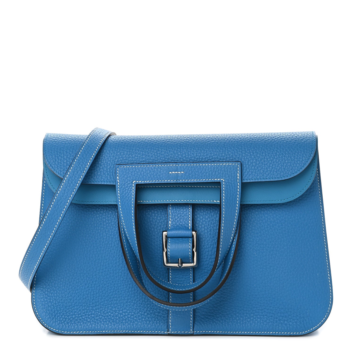 Hermes Taurillon Clemence Halzan 31 GM Bleu Zanzibar 1 of 9