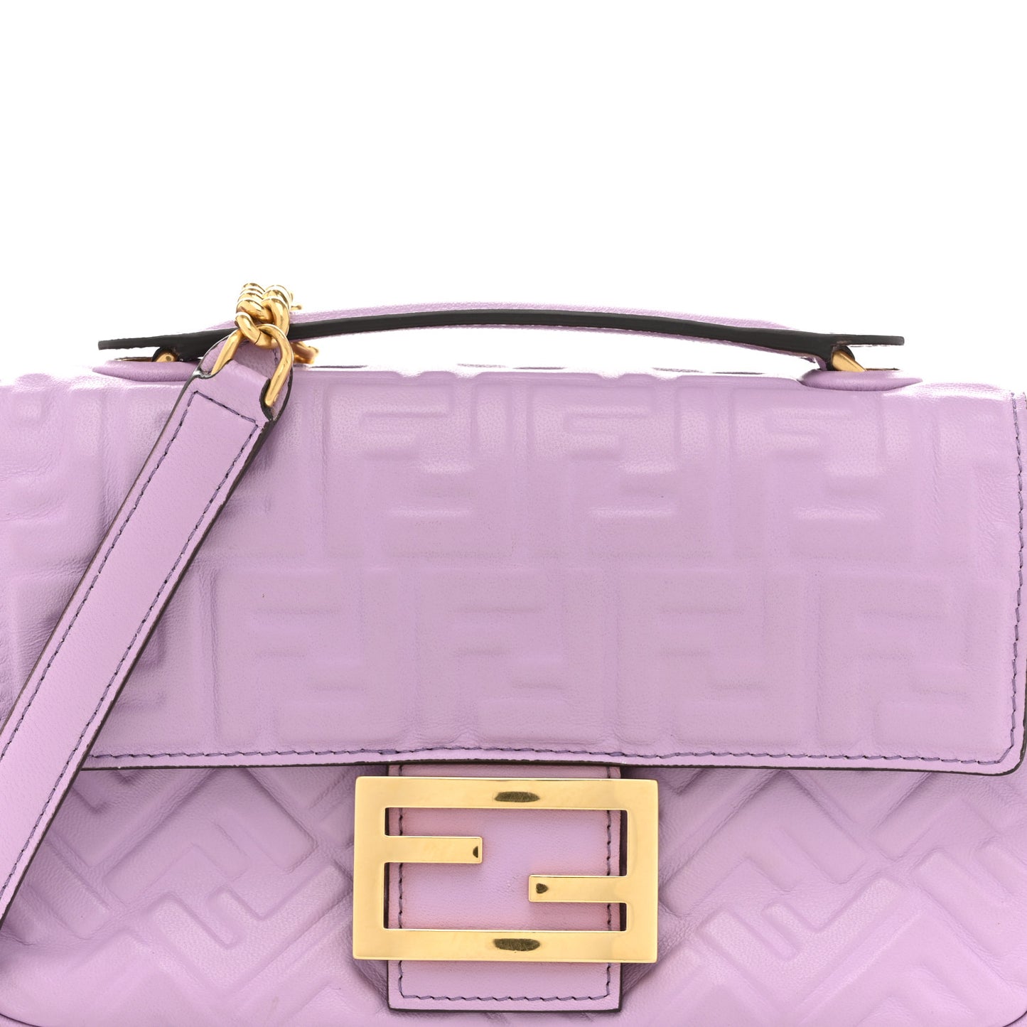 Nappa FF Embossed Small Midi Chain Baguette Violetta