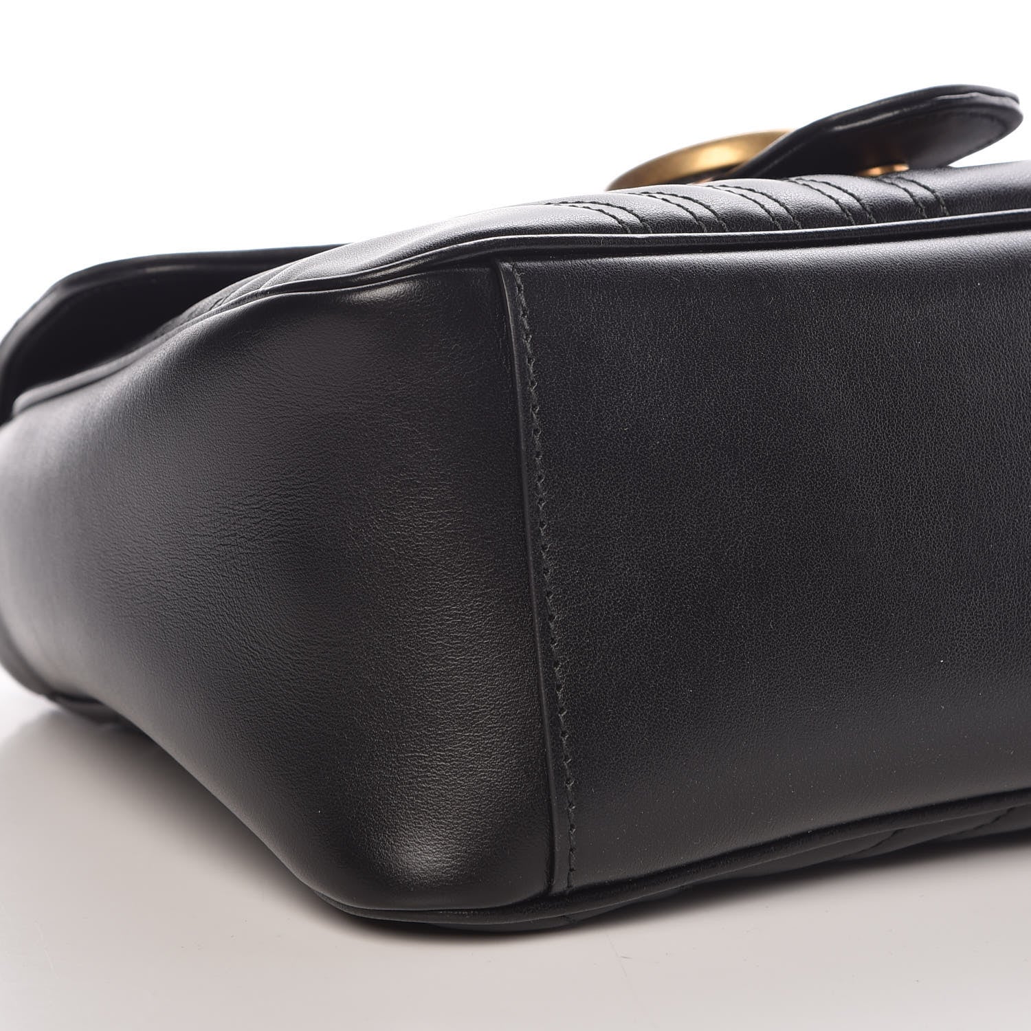 Gucci Calfskin Matelasse Small GG Marmont Top Handle Shoulder Bag Black 8 of 9