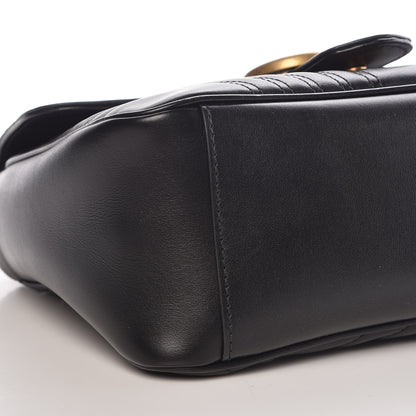 Gucci Calfskin Matelasse Small GG Marmont Top Handle Shoulder Bag Black 8 of 9