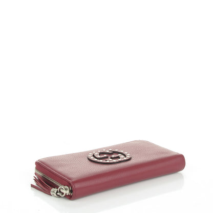 Gucci Pebbled Calfskin Studded Soho Zip Around Wallet Soft Burgundy 4 of 6