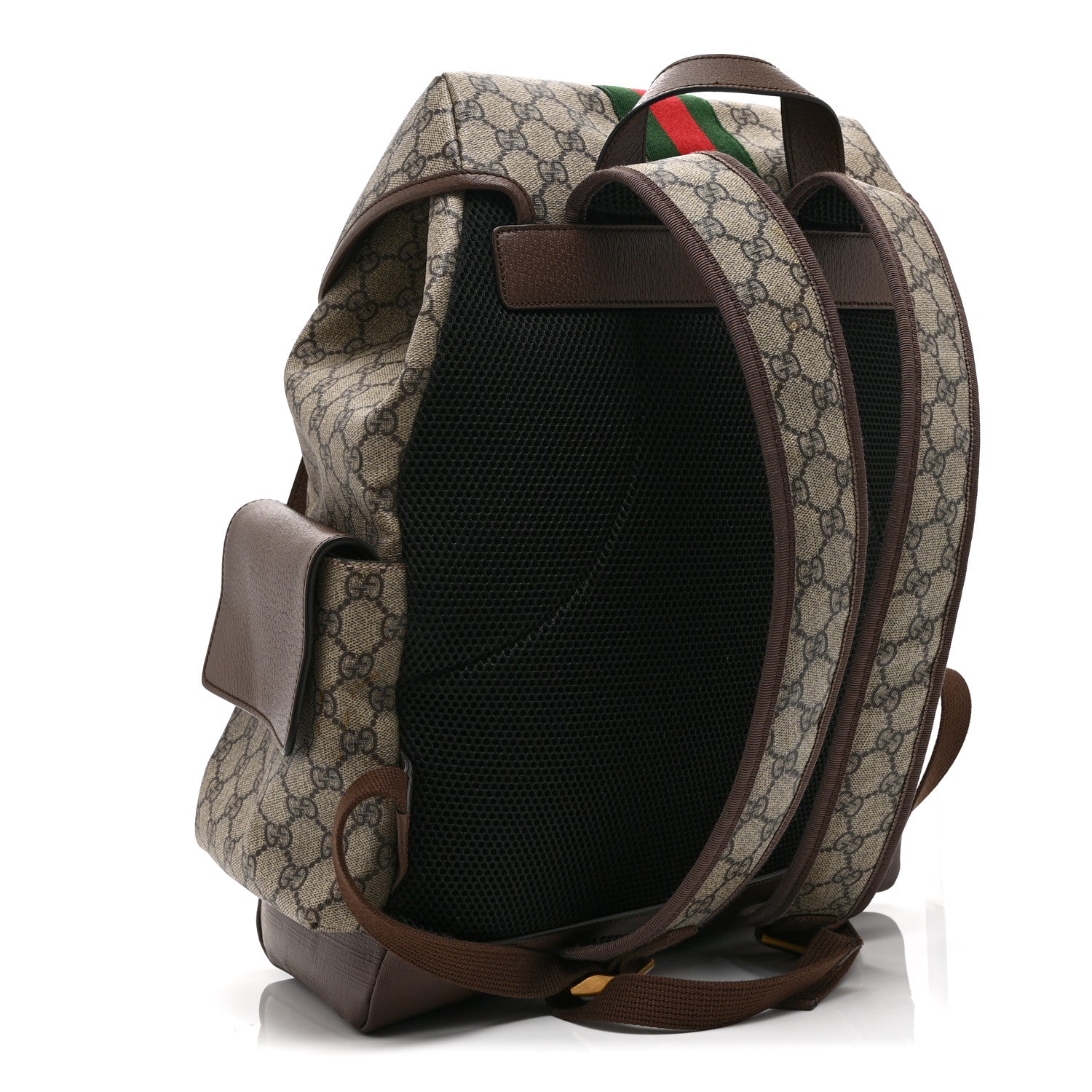 Gucci GG Supreme Monogram Medium Ophidia Double Buckle Backpack Brown 3 of 11