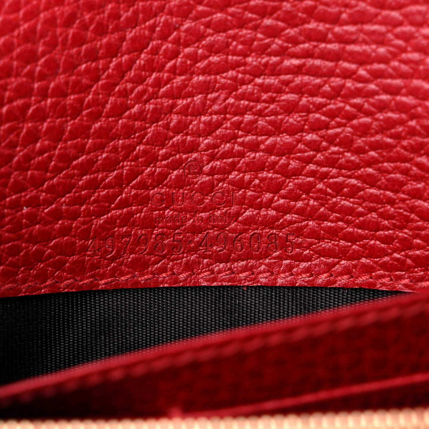 Dollar Calfskin Mini GG Marmont Chain Wallet Hibiscus Red