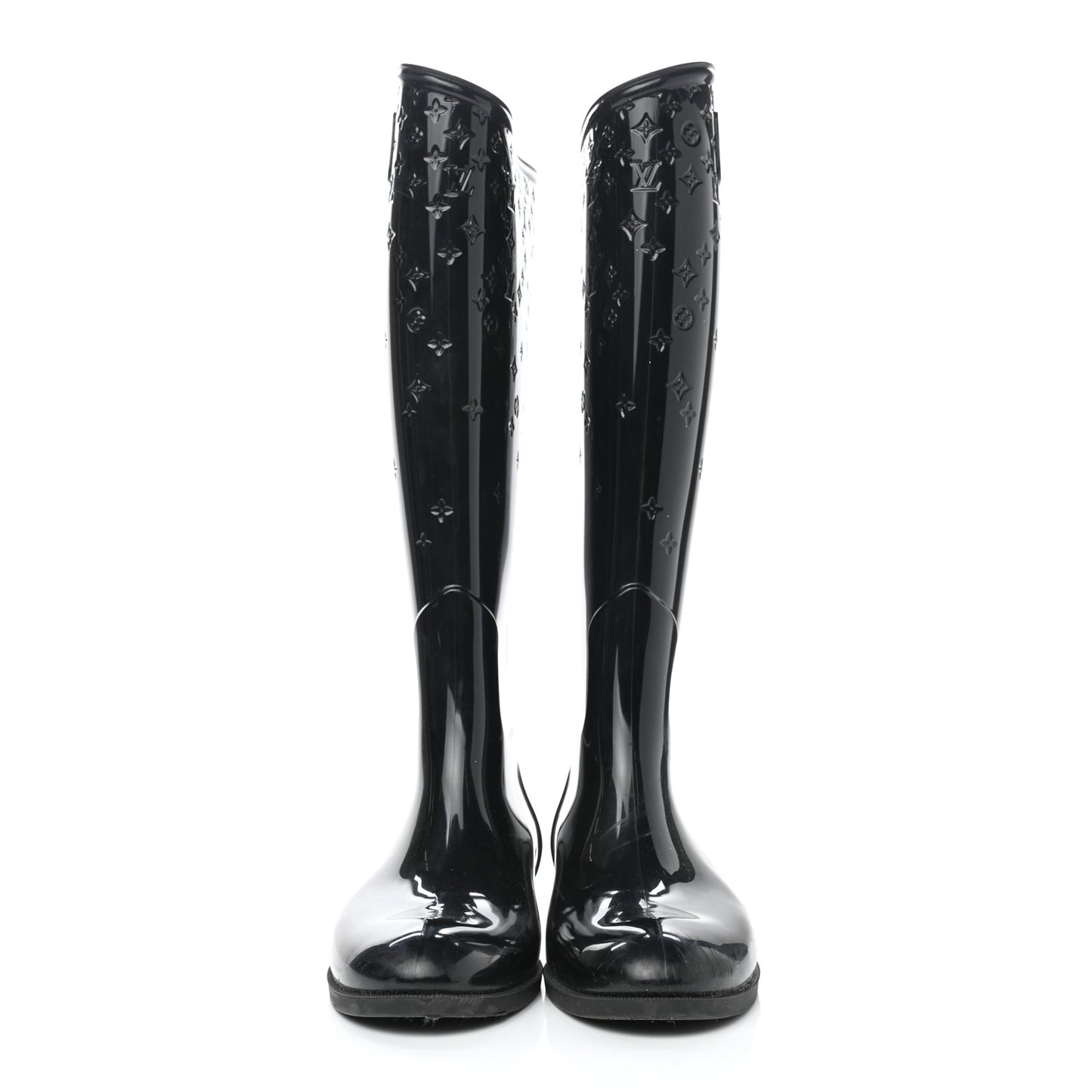 Rubber Embossed Monogram Drops High Boots 36 Black