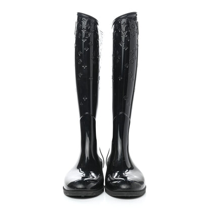 Louis Vuitton Rubber Embossed Monogram Drops High Boots 36 Black 2 of 12