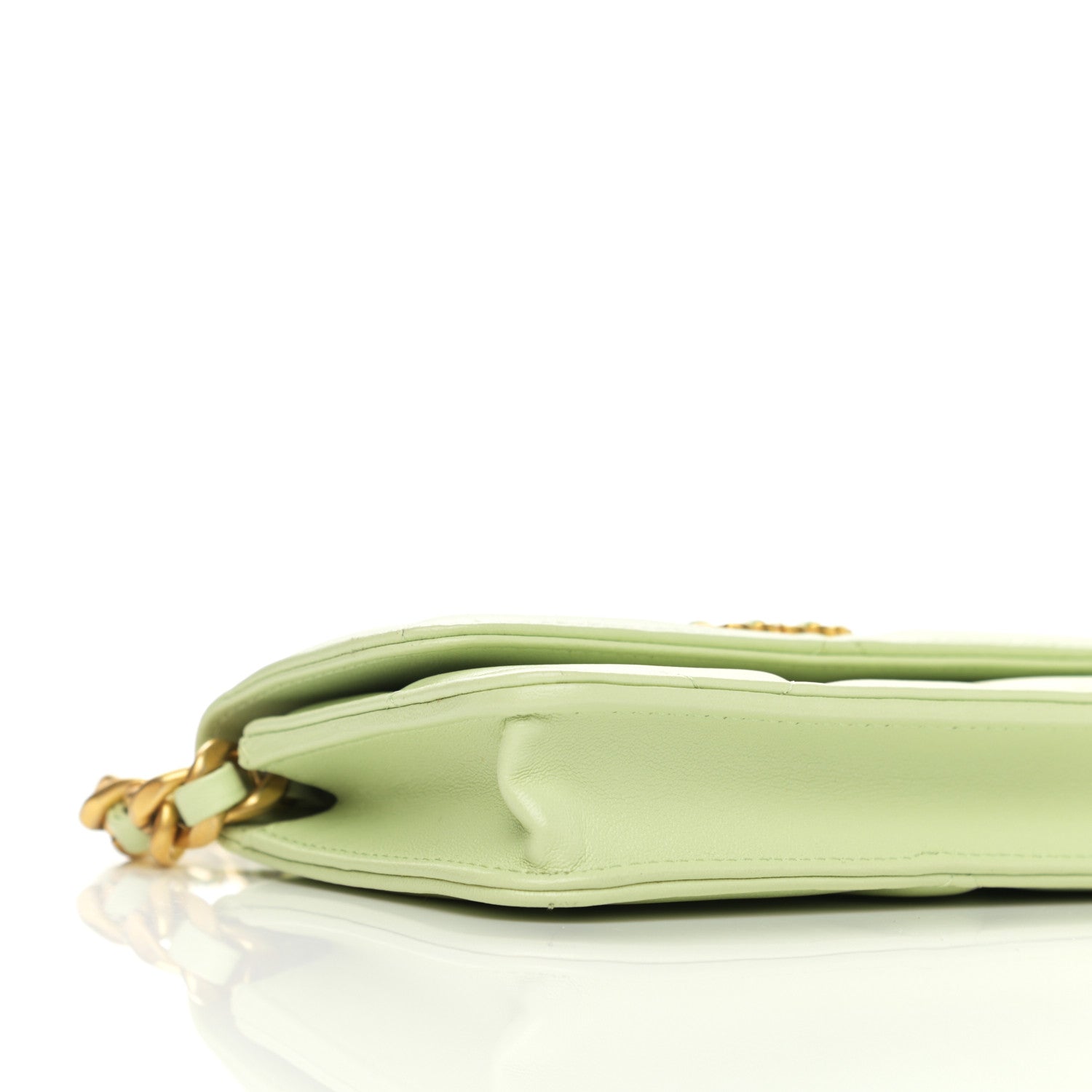 Chanel Lambskin Quilted Chanel 19 Clutch With Chain Light Green 10 of 13