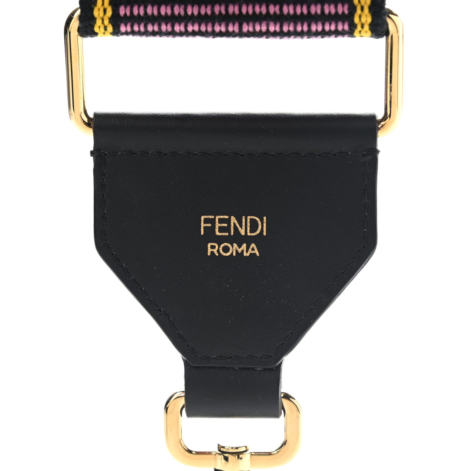 Fendi Cannete Ribbon Poly Vitello Century Logo Adjustable Strap You Lollipop Limon Black 3 of 5