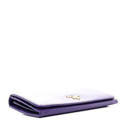 Prada Saffiano Lux Metal Continental Flap Travel Wallet Viola 4 of 8