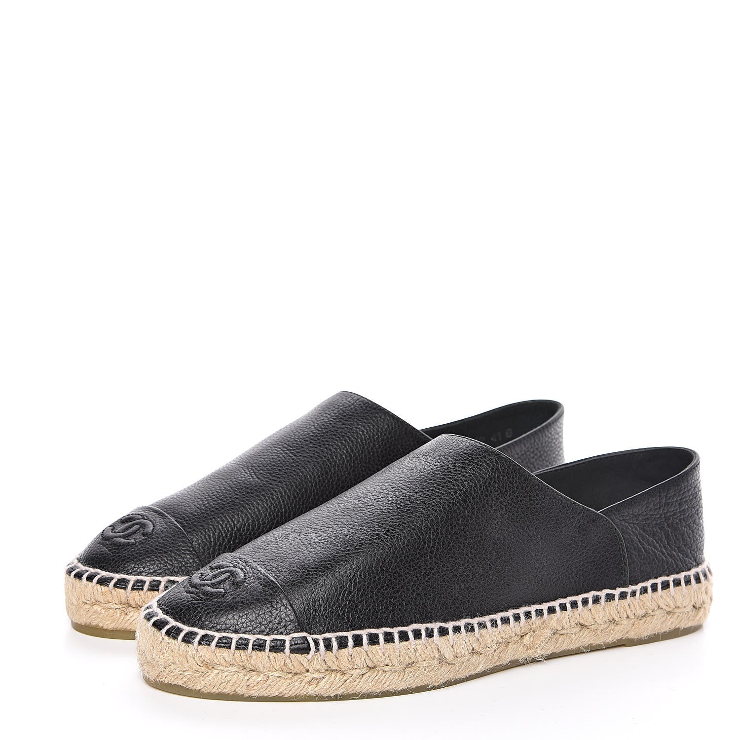 Chanel Grained Calfskin CC Espadrilles 41 Black 3 of 9