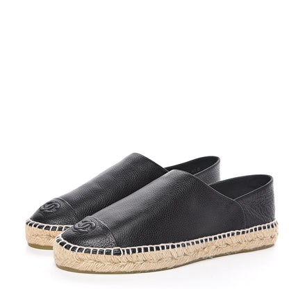 Chanel Grained Calfskin CC Espadrilles 41 Black 3 of 9