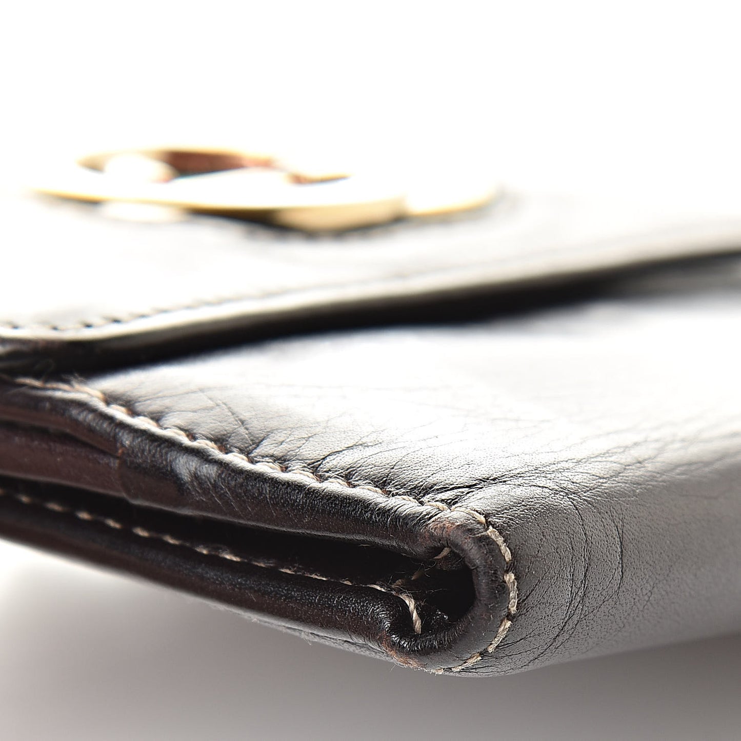 Calfskin Compact Britt Wallet Dark Brown