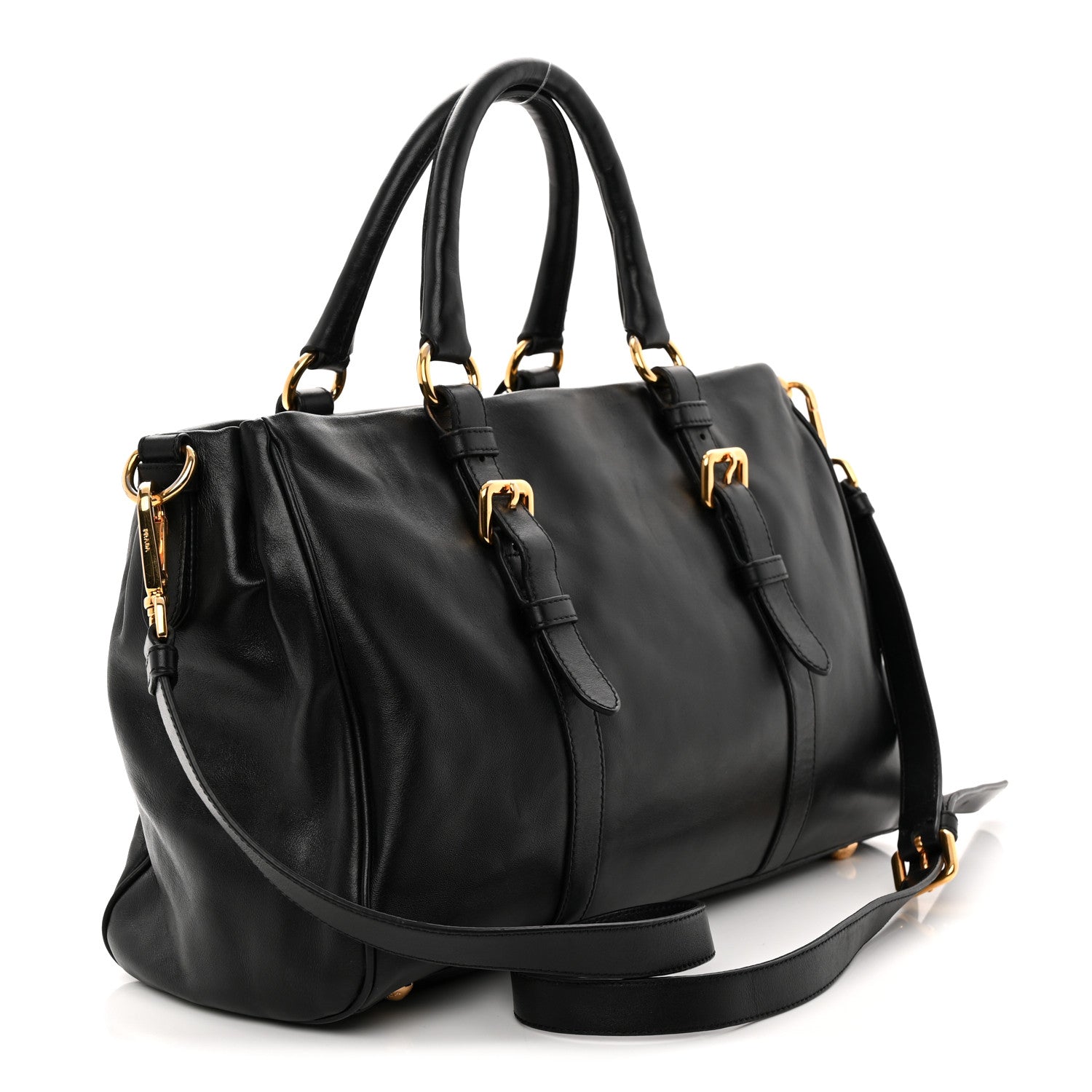 Prada Soft Calfskin Shopping Satchel Black 2 of 11