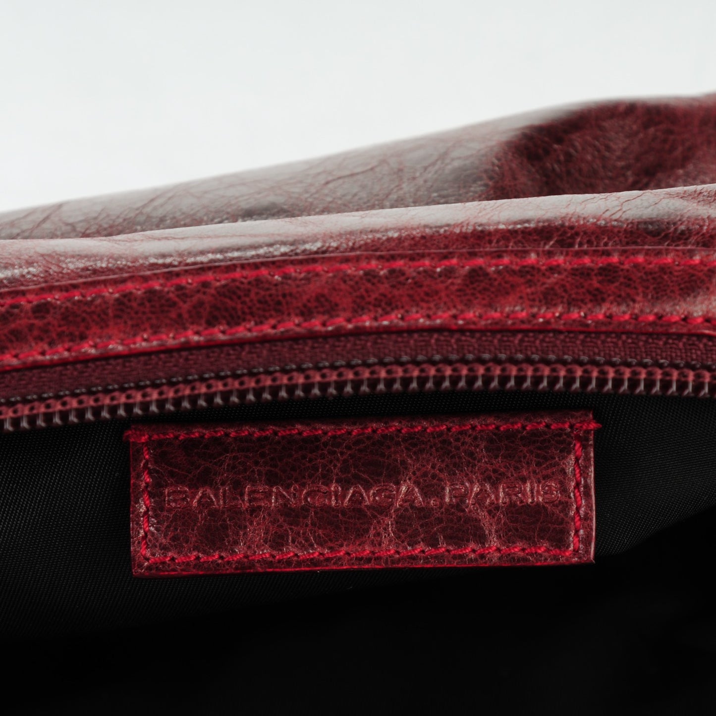 Chevre Classic Hardware Toilette Cosmetic Pouch Rouge Grenat
