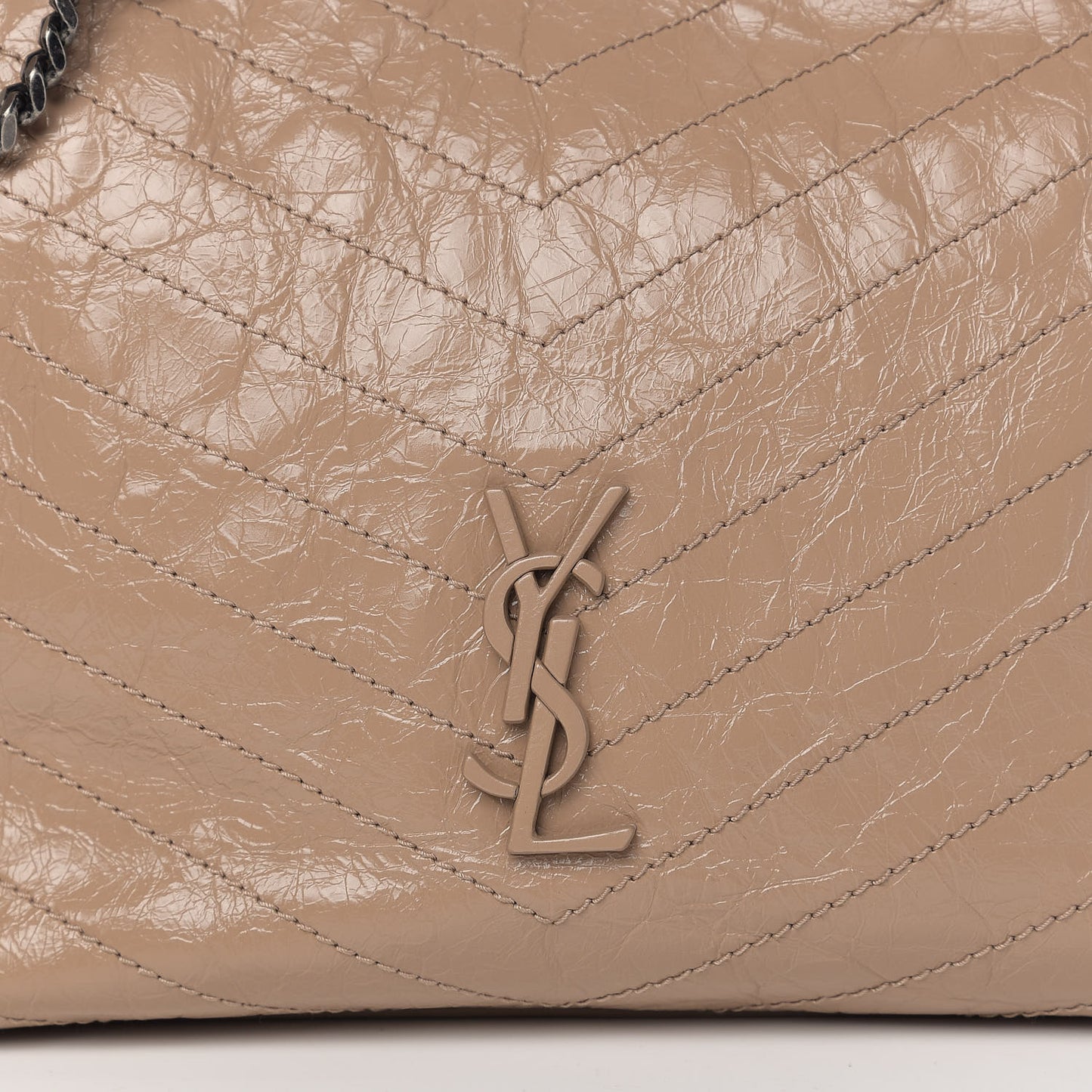 Crinkled Calfskin Matelasse Monogram Niki Shoulder Bag Light Taupe
