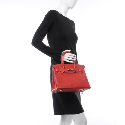 Hermes Ostrich Birkin 30 Rouge Vif 2 of 30