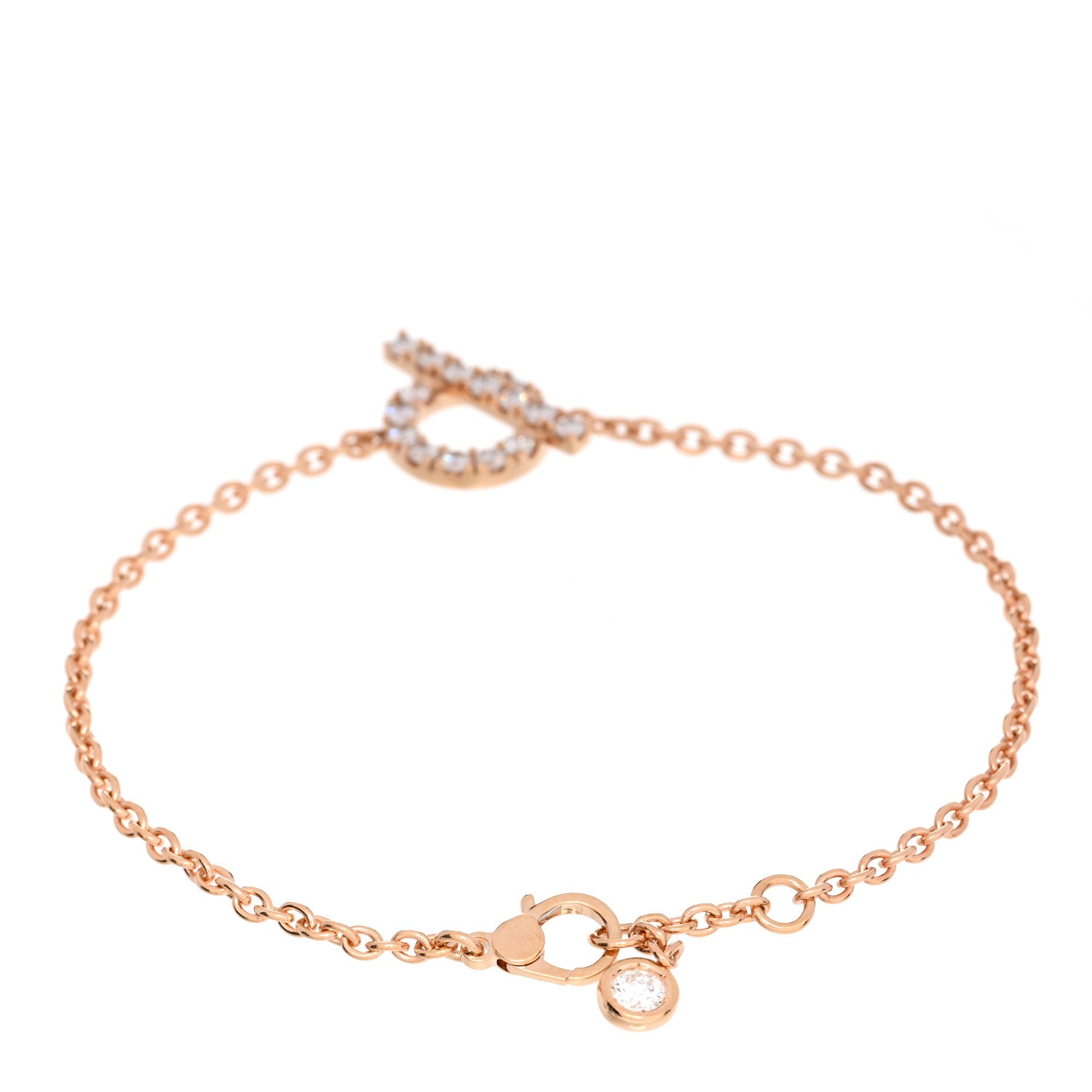 Hermes 18K Rose Gold Diamond Finesse Bracelet SH 2 of 4