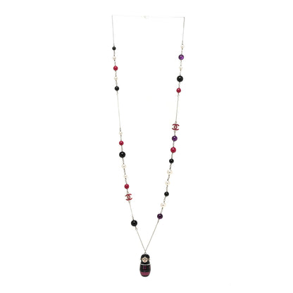 Chanel Resin Beaded Matryoshka Russian Doll Necklace Black Multicolor 3 of 5