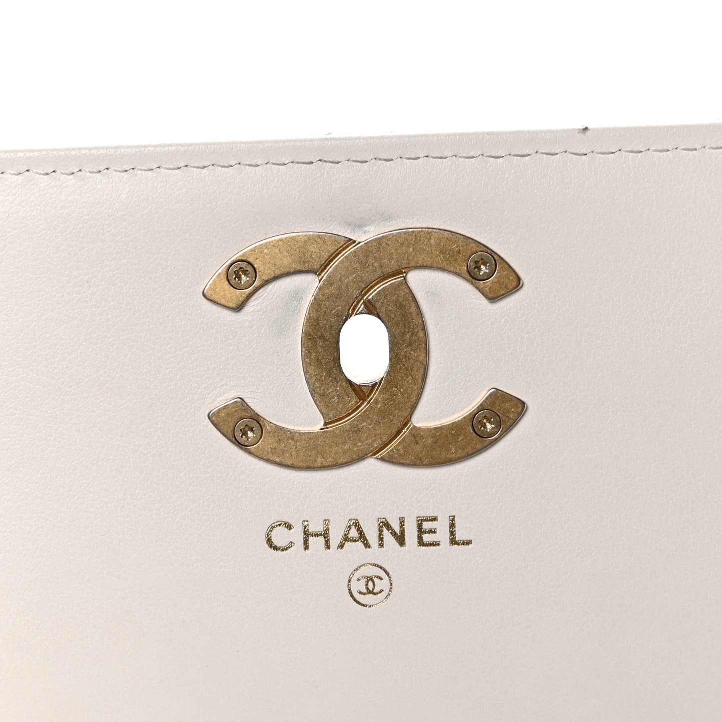 Caviar Quilted Camellia Clutch With Chain White