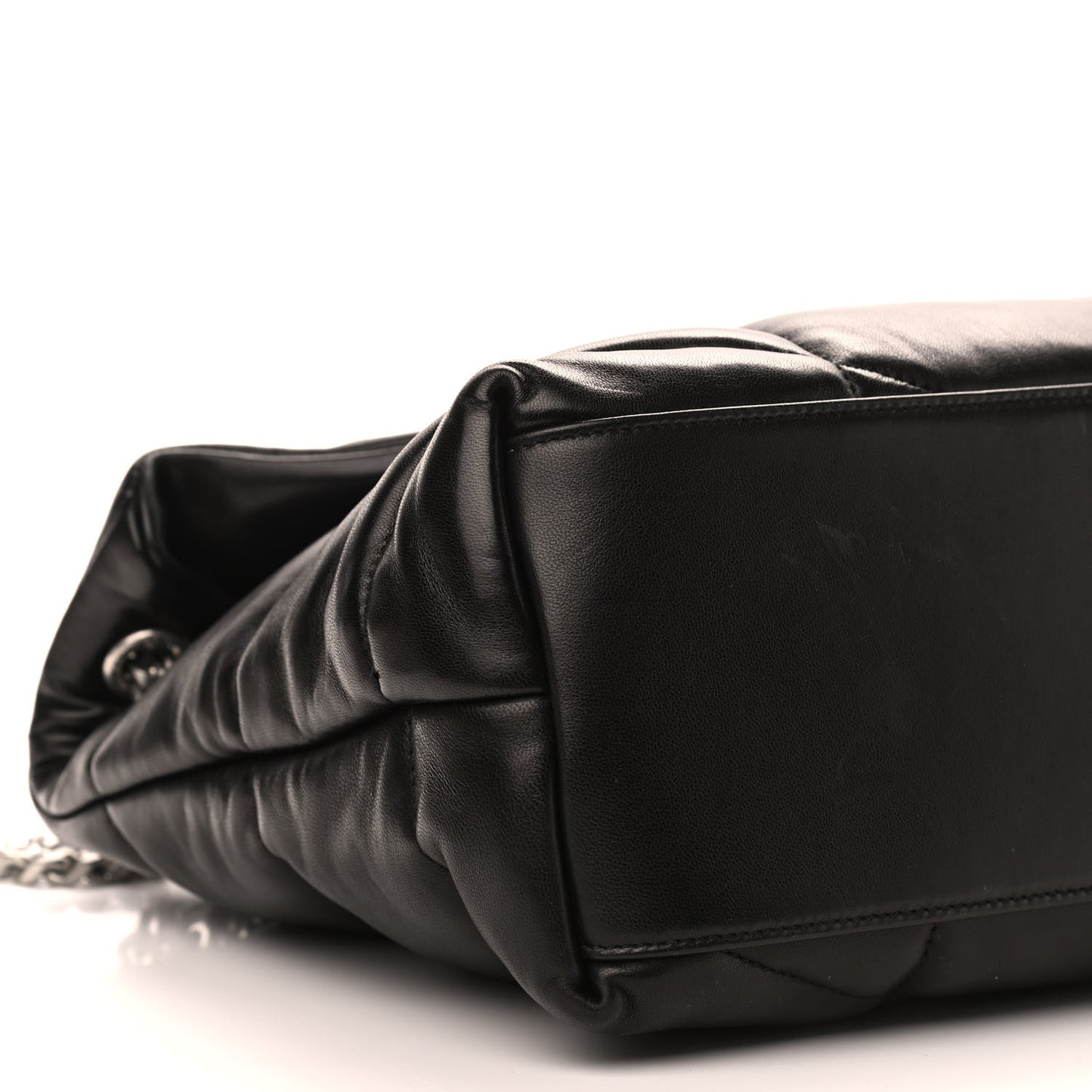 Lambskin Quilted Medium Loulou Puffer Monogram Chain Satchel Black