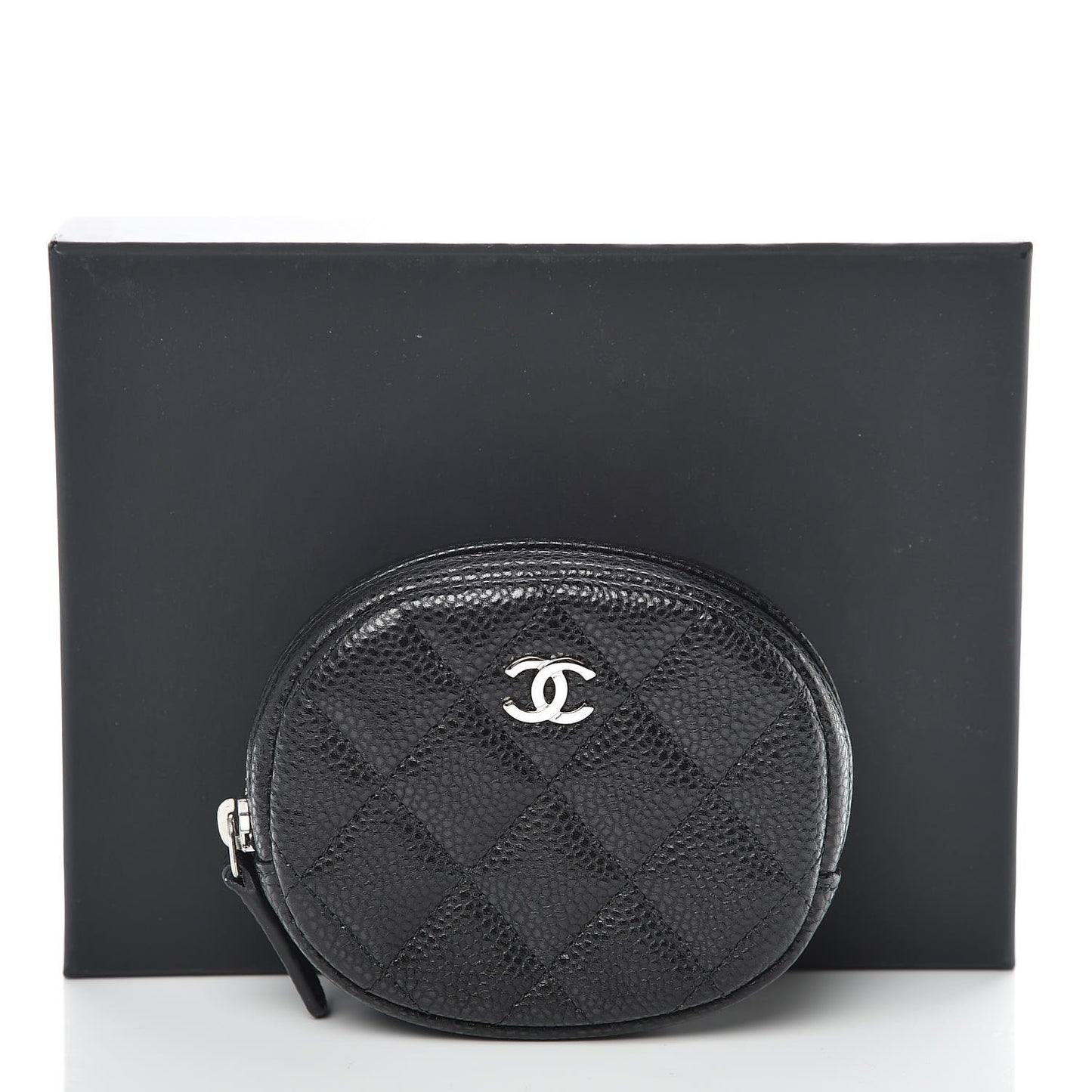 Caviar Quilted Zip Around Classic Coin Purse Black