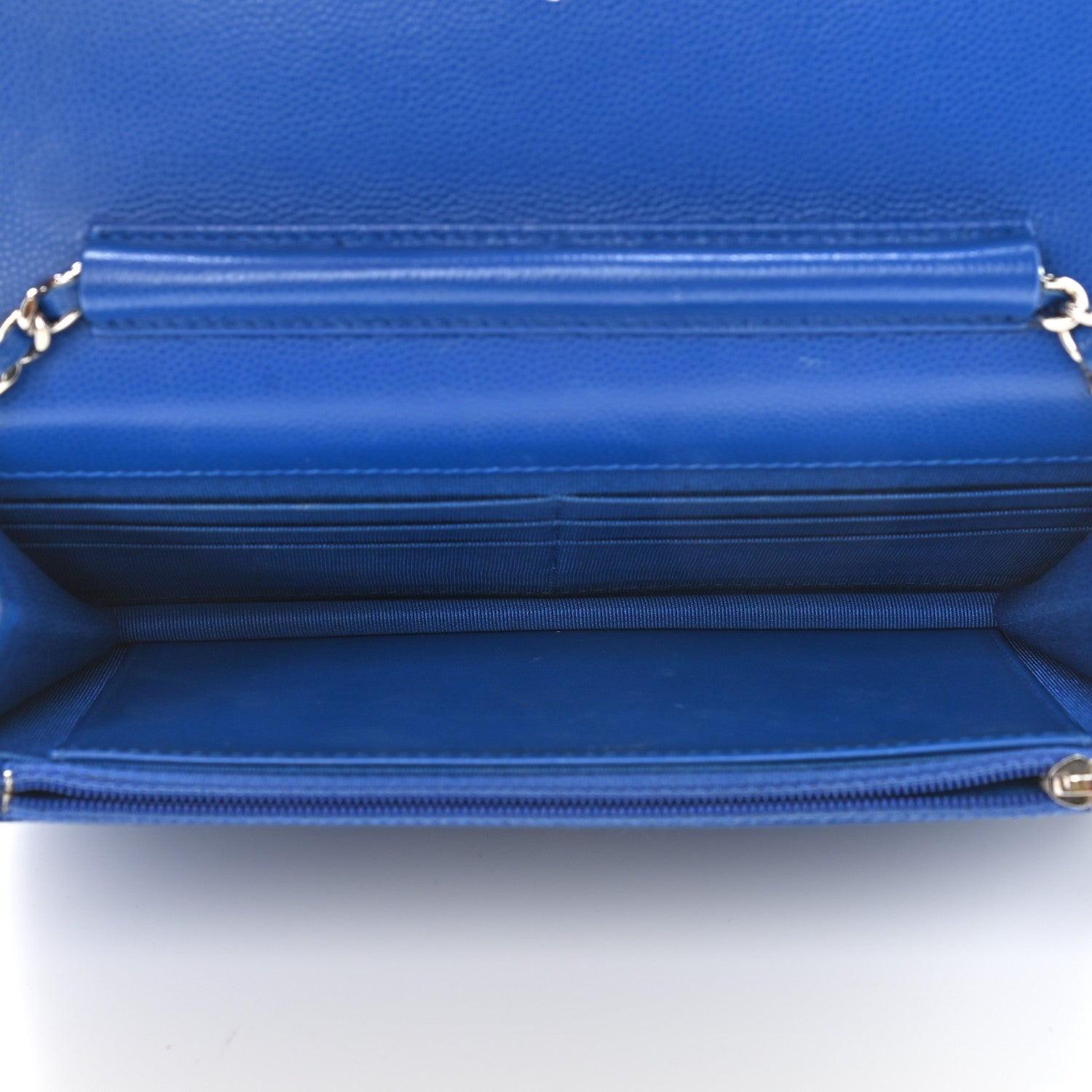 Chanel Caviar Chevron Quilted Wallet On Chain WOC Bright Blue 5 of 14