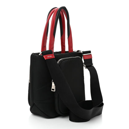 Prada Tessuto Nylon Pocket Small Cargo Tote Black Rosso 3 of 9