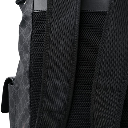 Gucci Soft GG Supreme Monogram Calfskin Web Double Buckle Backpack Black 17 of 19