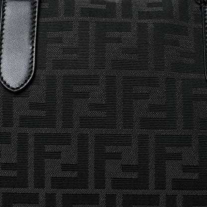 Fendi Recycled Fabric Jacquard Vitello Astro FF 1974 Medium Duffle Bag Asfalto Black 9 of 19