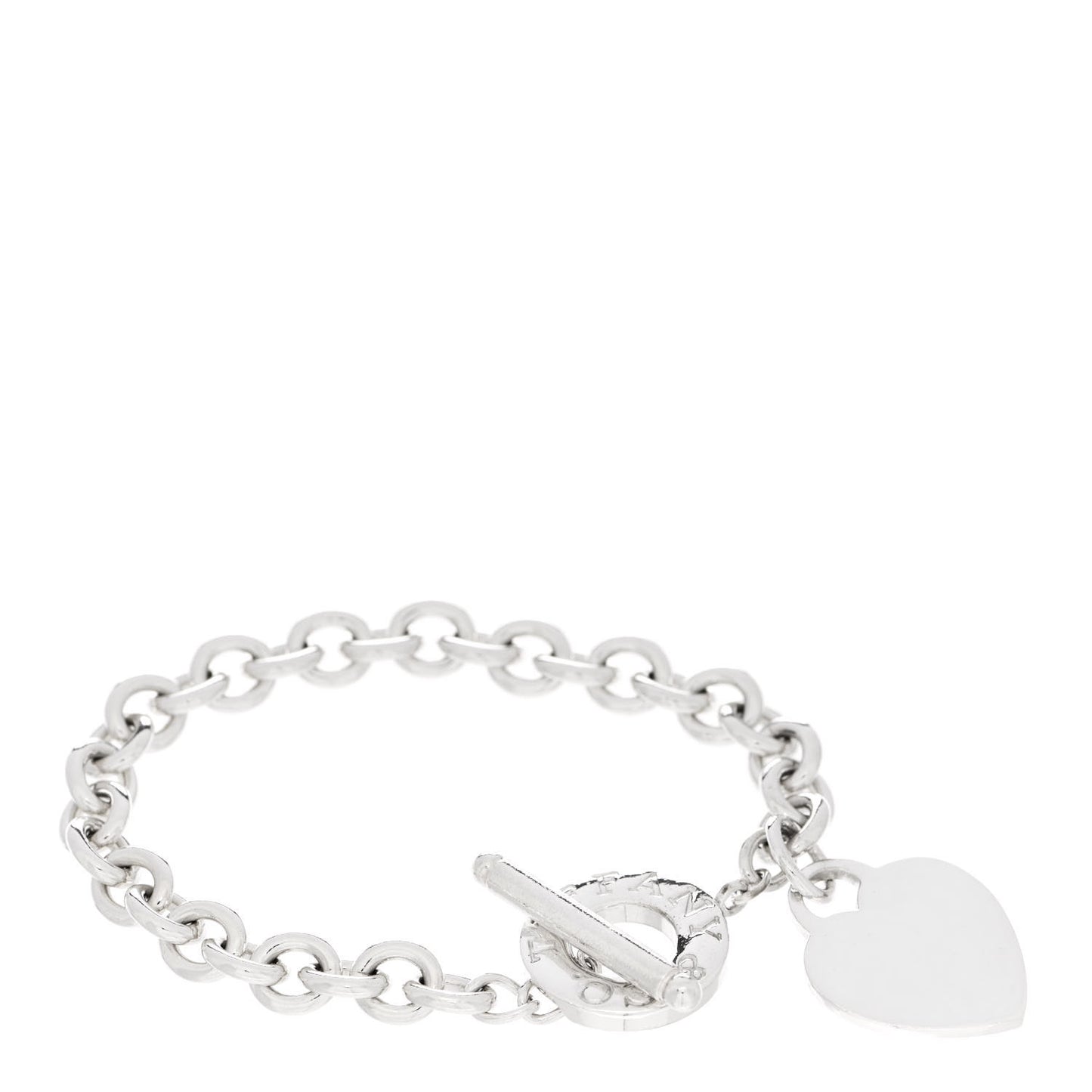Sterling Silver Heart Tag Toggle Bracelet