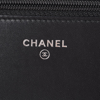 Chanel Lambskin Chevron Quilted Wallet On Chain WOC So Black 6 of 10