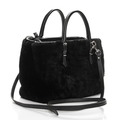 Balenciaga Shearling Silver Metallic Edge Hardware Papier Mini A4 Tote Black 4 of 9