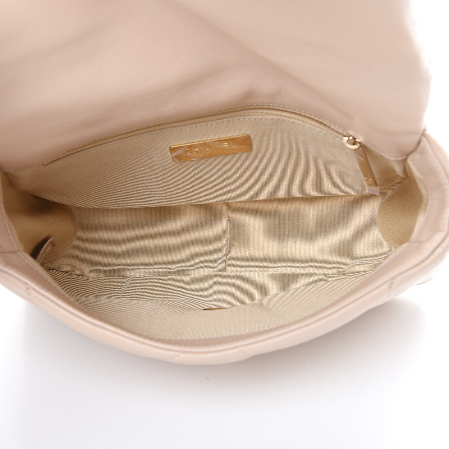 Goatskin Quilted Medium 19 Flap Beige