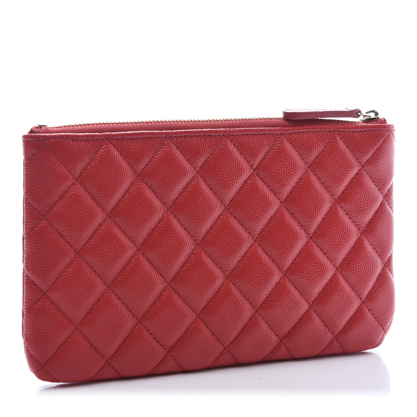 Shiny Caviar Quilted Cosmetic Case Red