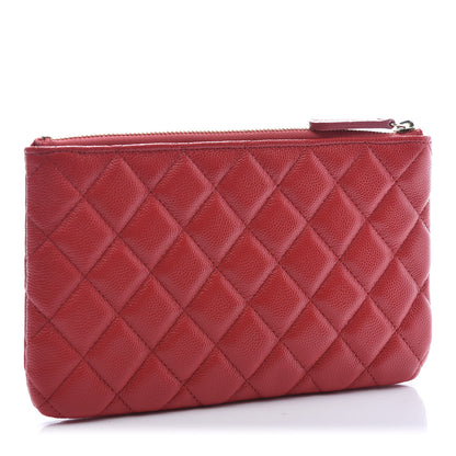 Chanel Shiny Caviar Quilted Cosmetic Case Red 3 of 10