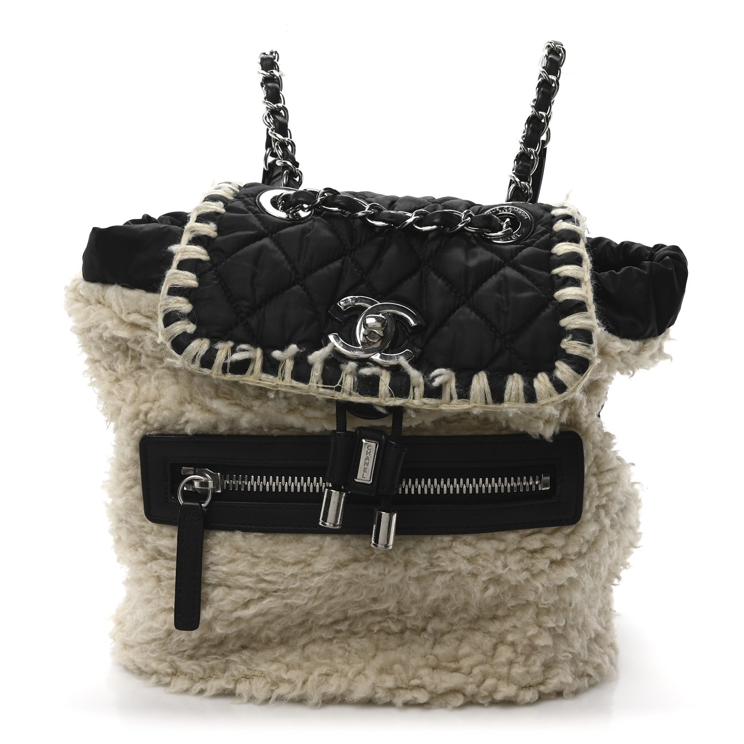 Chanel Wool Nylon Quilted Coco Neige Backpack Black Ecru 1 of 10