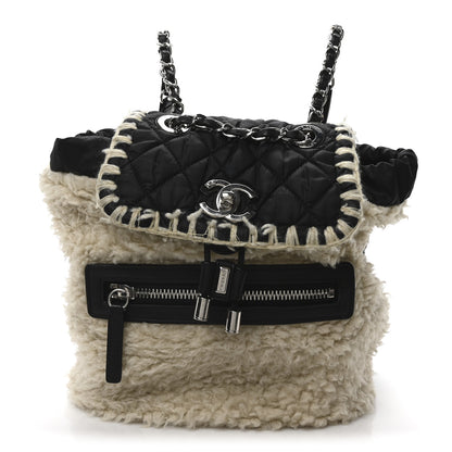 Chanel Wool Nylon Quilted Coco Neige Backpack Black Ecru 1 of 10