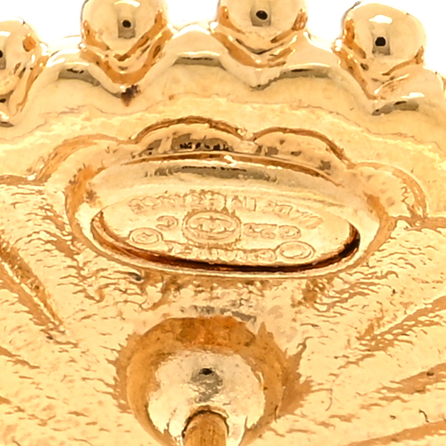 Chanel Metal Crystal CC Shell Earrings Gold Pink 4 of 4