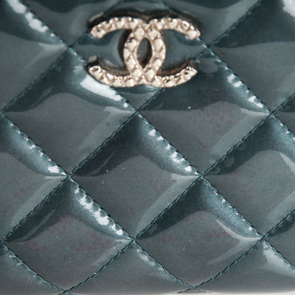 Chanel Patent Quilted Brilliant Zip Around Wallet Blue 9 of 9