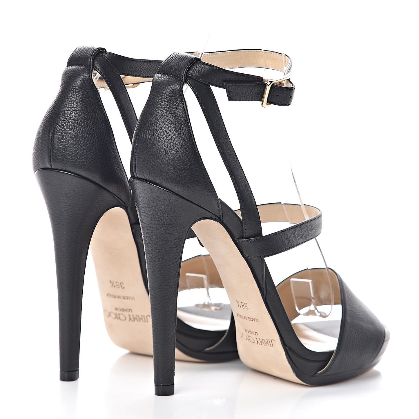 Grainy Calfskin Discus Sandals 38.5 Black