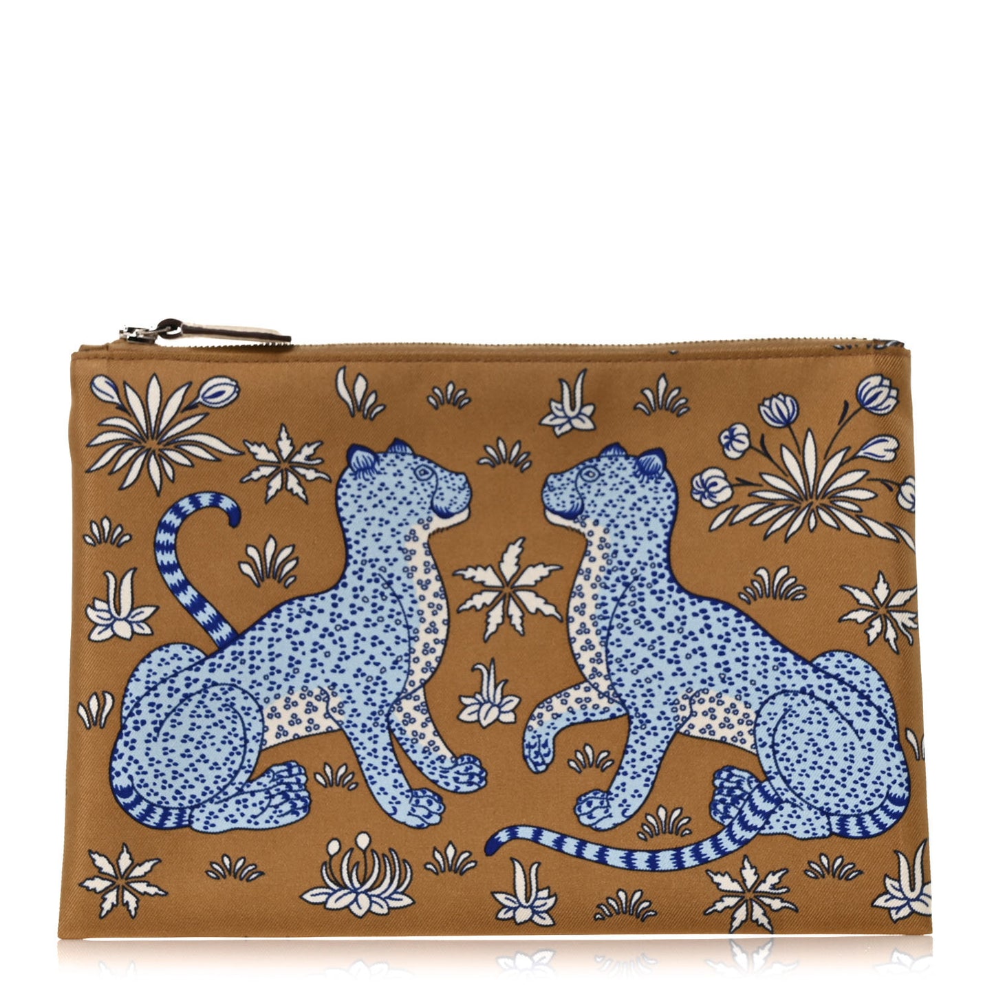 Silk Les Leopards Silky Pocket Cosmetic Case Chai Bleu Royal Nata
