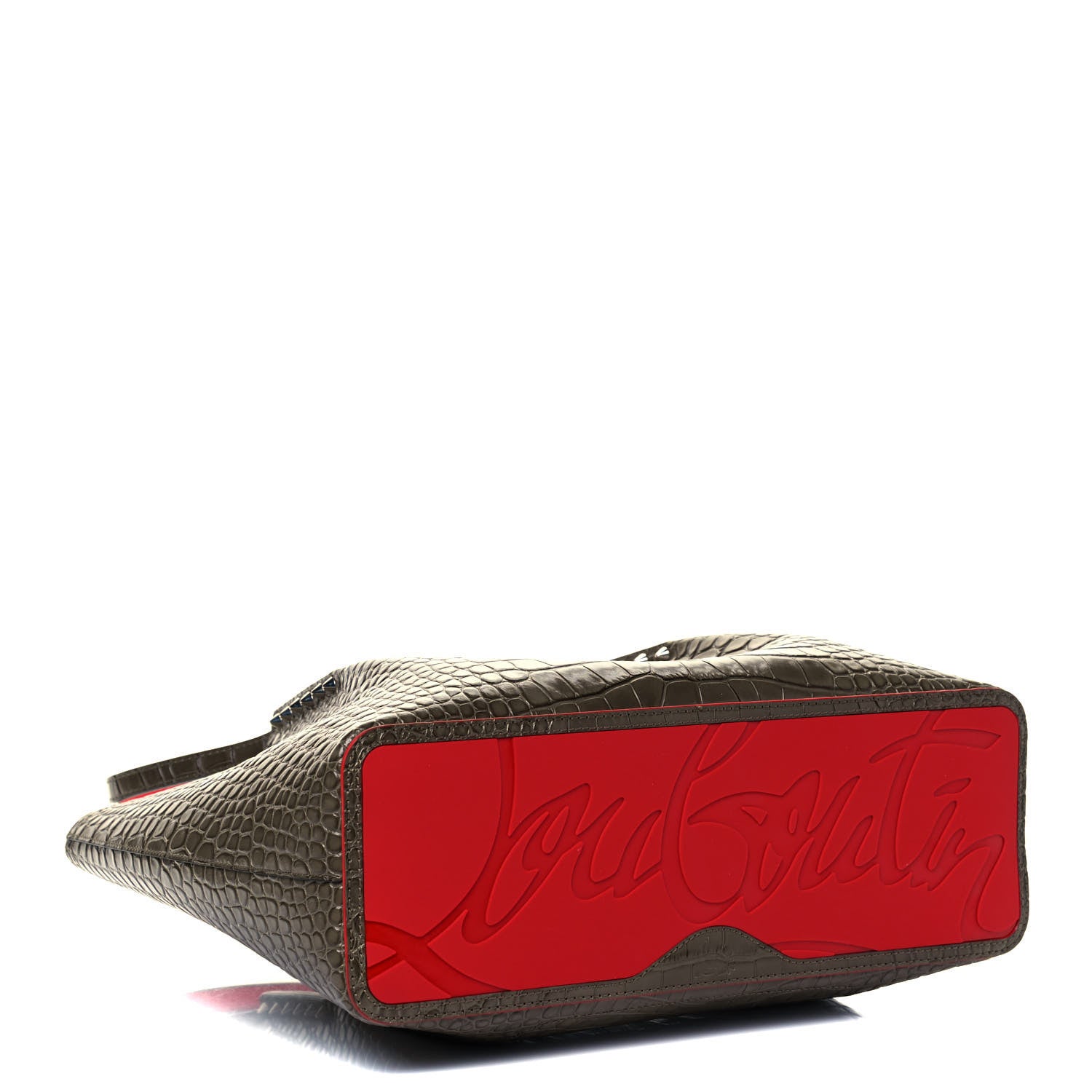 Christian Louboutin Crocodile Embossed Calfskin Spiked Small Cabarock Shopper Tote Silex 3 of 7