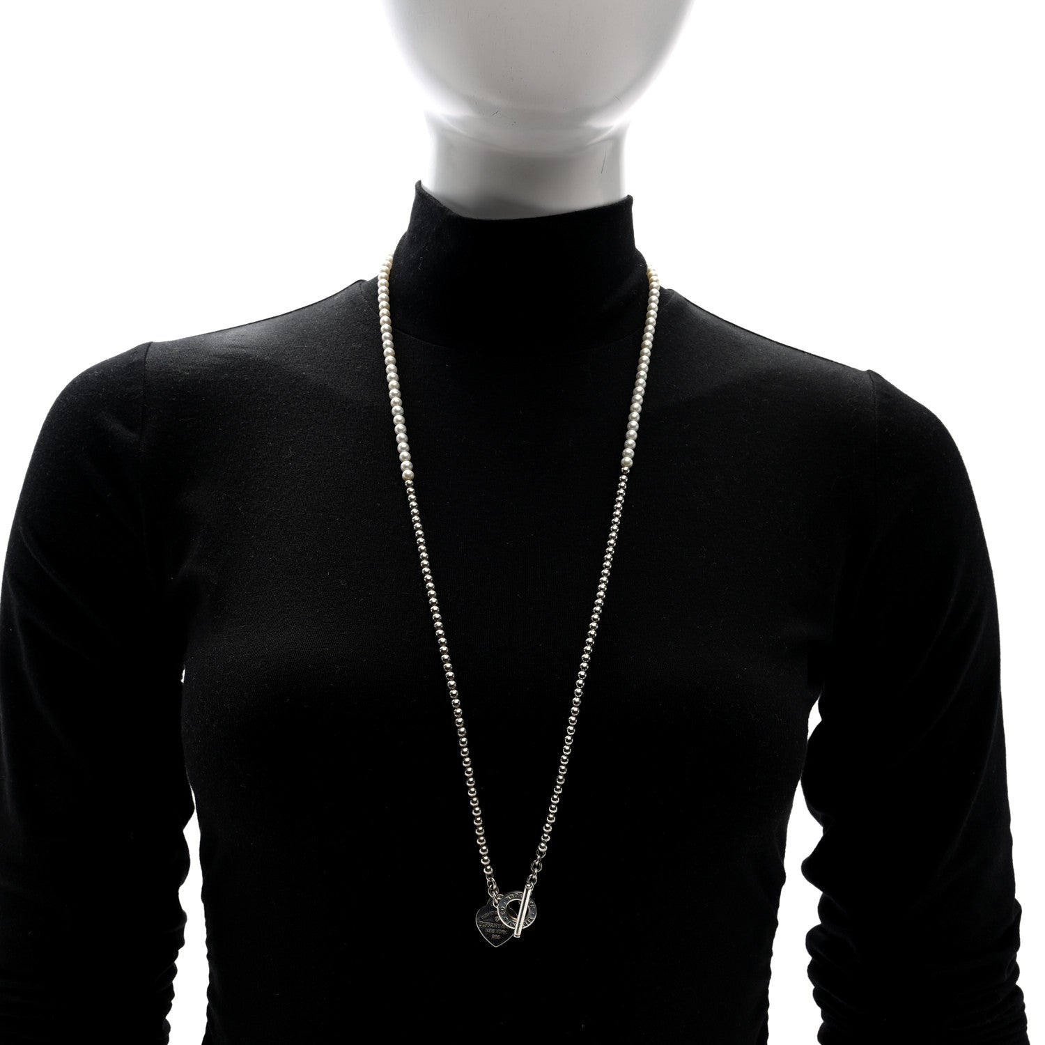 Tiffany Sterling Silver Diamond Cultured Pearl Return to Tiffany Wrap Necklace 2 of 4